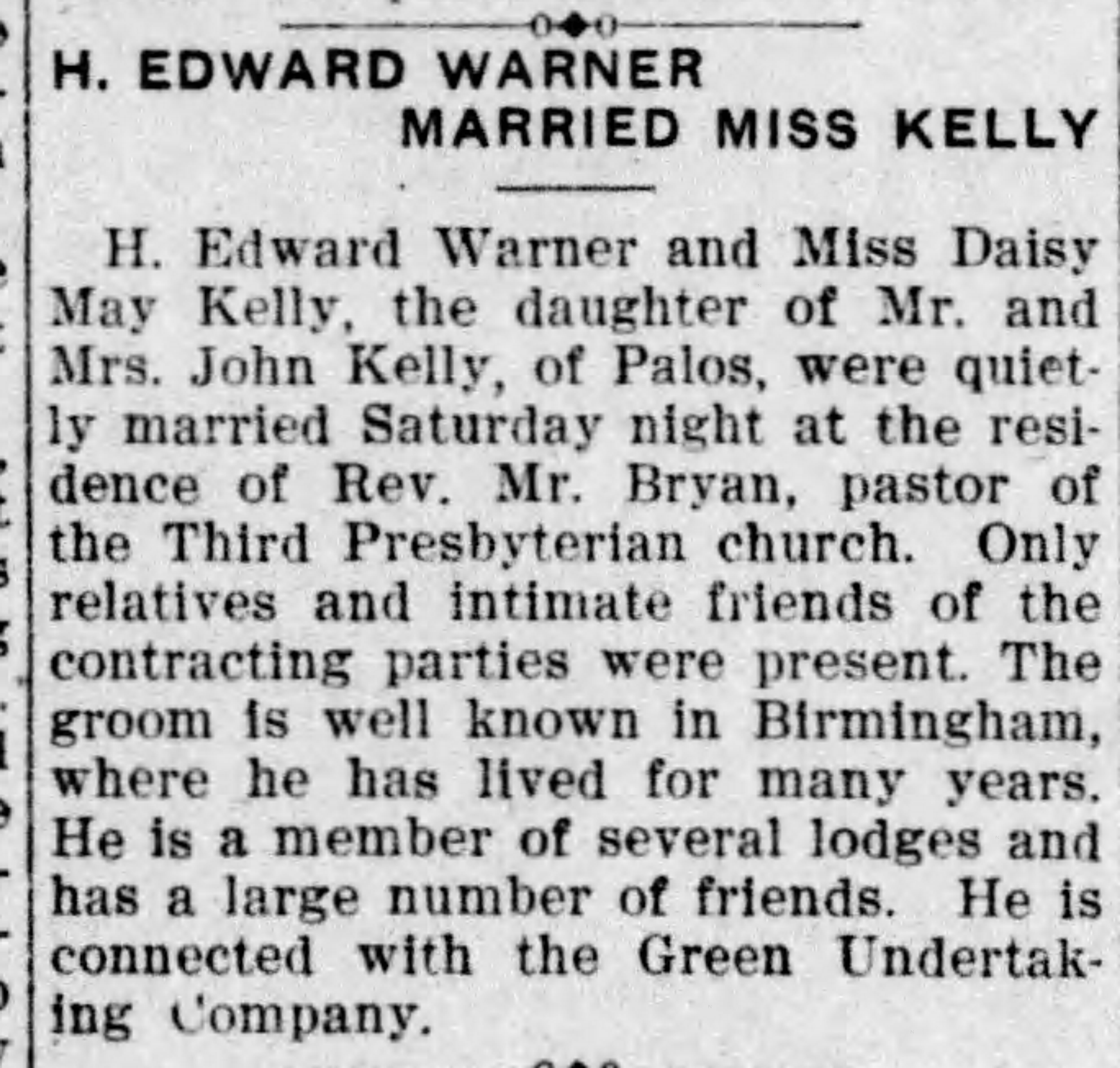 H. Edward Warner-Daisy May Kelly